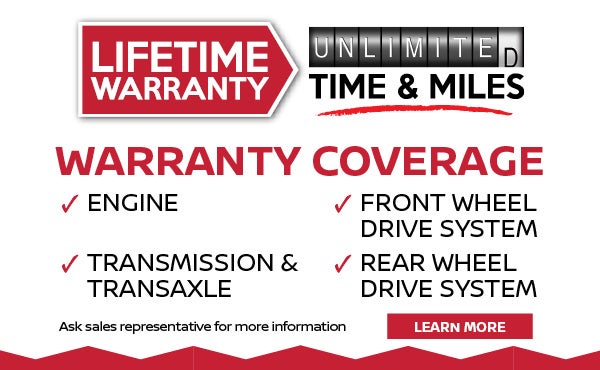 Lifetime Warranty Unlimited Time & Miles